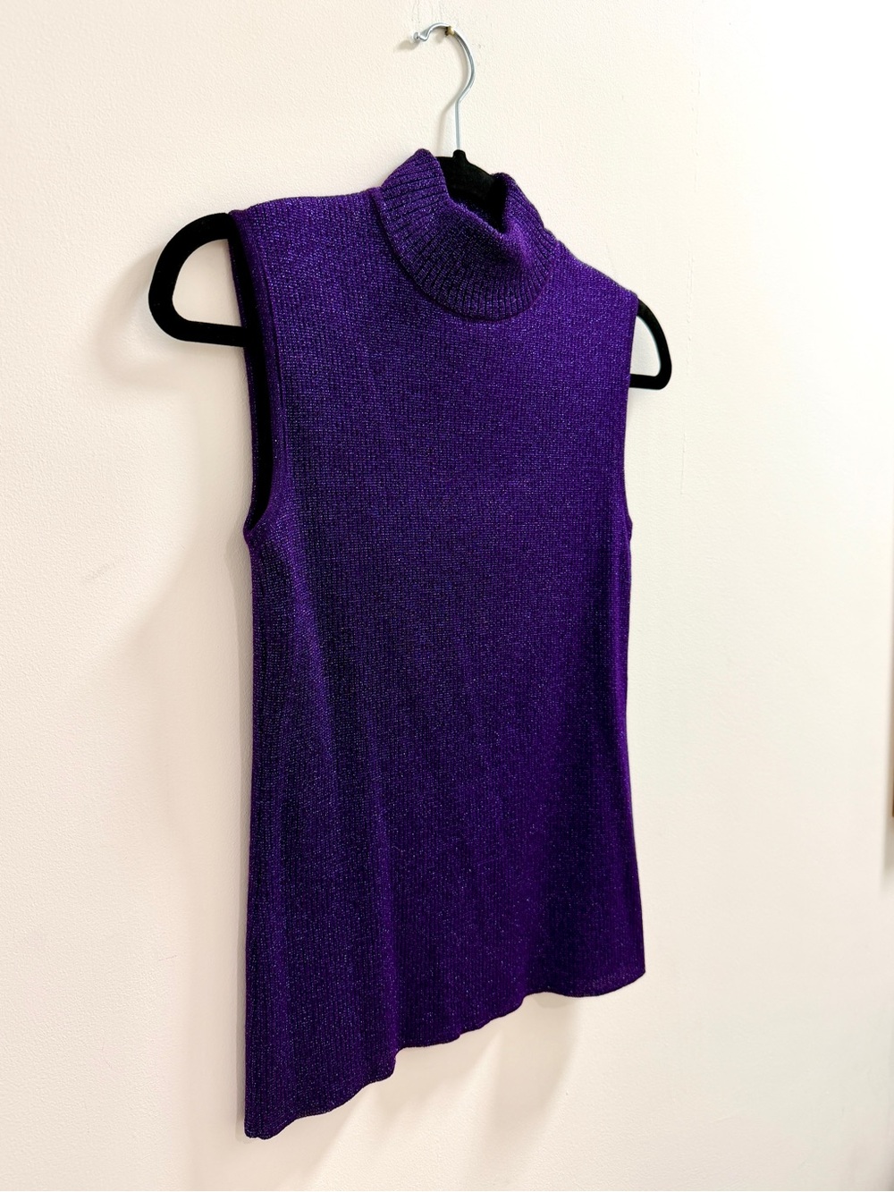 Escada Vintage Purple Sleeveless Mock Neck / Turtleneck Knit Top - Picture 5 of 7